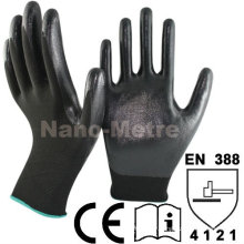 NMSAFETY Gants en nylon nitrile lisse enduit de nylon noir